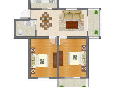 2室2厅 87.76平米