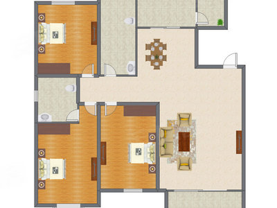 3室2厅 200.00平米户型图