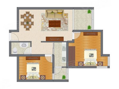 2室1厅 95.00平米