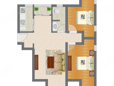 2室2厅 89.20平米户型图