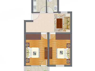2室1厅 70.70平米户型图