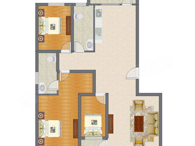 3室1厅 146.50平米