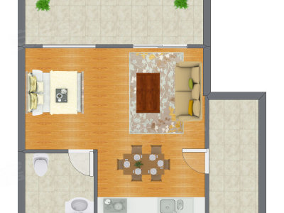 1室1厅 89.50平米户型图