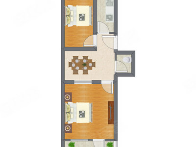 2室1厅 35.12平米