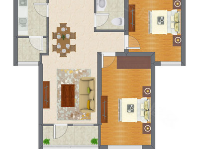 2室1厅 81.98平米户型图