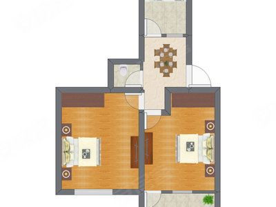 2室1厅 35.83平米