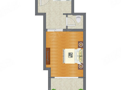 1室0厅 46.23平米户型图