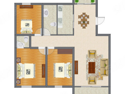 3室2厅 96.14平米