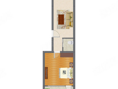 1室1厅 58.23平米户型图