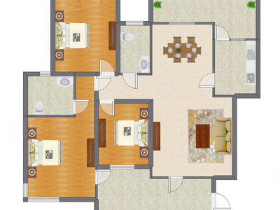 3室2厅 143.70平米户型图