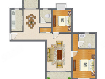2室2厅 109.39平米户型图