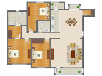 3室2厅 134.21平米