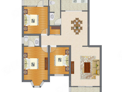3室2厅 141.76平米