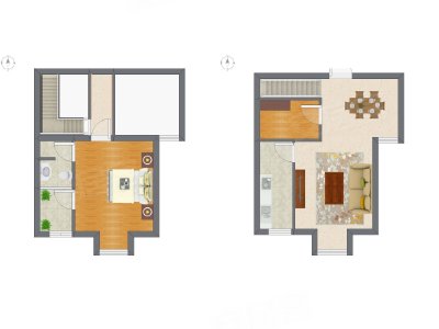 1室2厅 96.47平米户型图