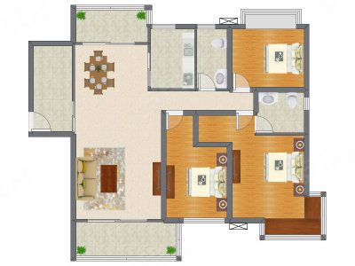 3室2厅 138.00平米户型图