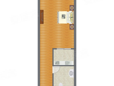 1室1厅 47.27平米户型图