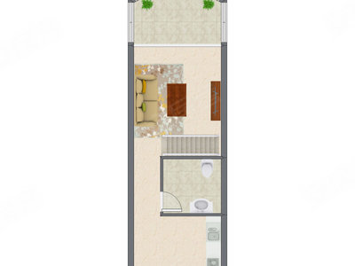 2室1厅 38.16平米户型图