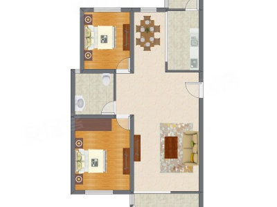 2室2厅 115.18平米户型图
