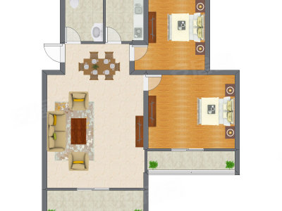 2室2厅 117.01平米户型图