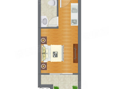 1室0厅 30.24平米户型图