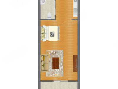 1室1厅 57.50平米户型图