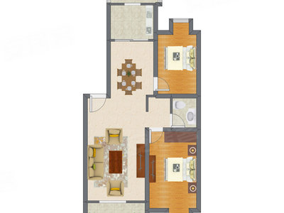 2室2厅 65.45平米户型图