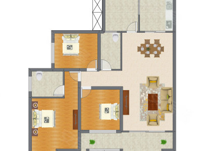 3室2厅 108.76平米