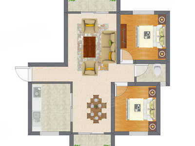 2室2厅 112.29平米户型图