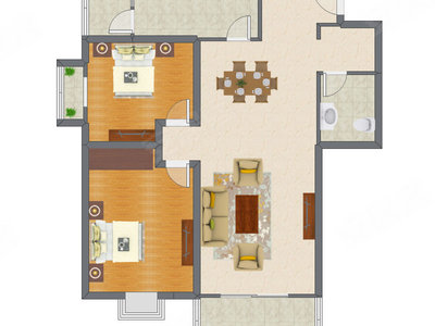 2室2厅 134.00平米户型图