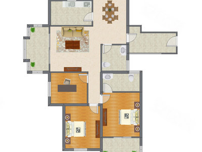 3室2厅 139.00平米户型图