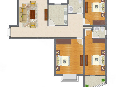 3室1厅 130.00平米
