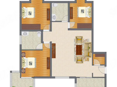 3室2厅 157.70平米