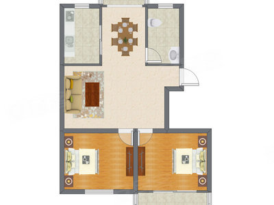 2室2厅 102.31平米户型图