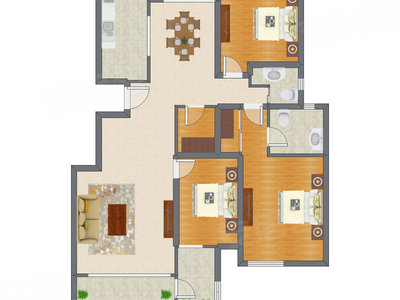 3室2厅 150.38平米