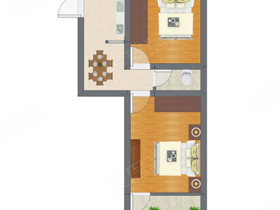 2室1厅 31.17平米户型图