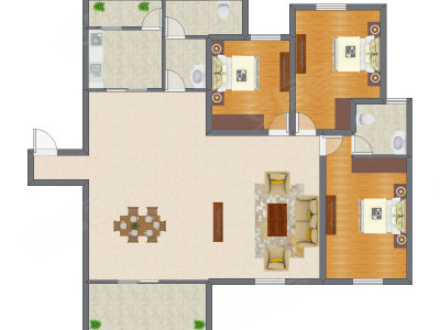 3室2厅 135.61平米户型图