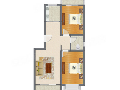 2室1厅 97.67平米户型图