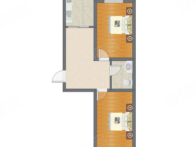 2室1厅 69.25平米