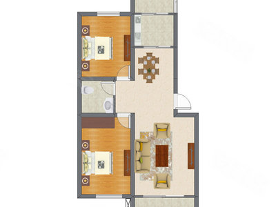 2室2厅 90.22平米户型图