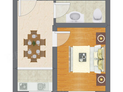 1室1厅 40.50平米户型图