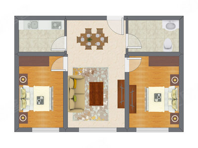 2室2厅 65.83平米户型图