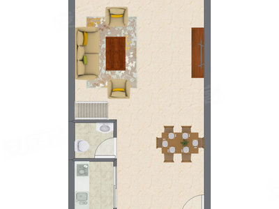 2室1厅 43.01平米户型图