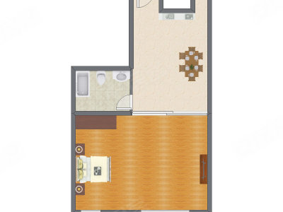 1室1厅 75.00平米户型图