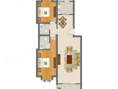 2室2厅 98.88平米