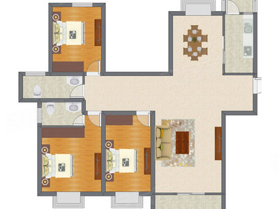 3室1厅 107.99平米户型图