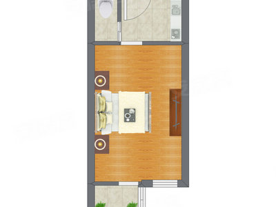 1室0厅 34.38平米户型图