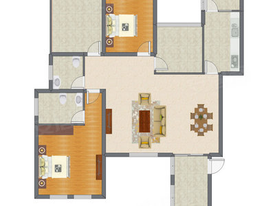 2室2厅 132.14平米户型图