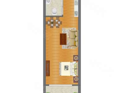 1室1厅 31.97平米户型图