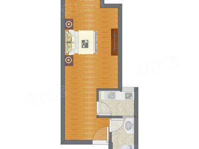 1室0厅 48.67平米户型图