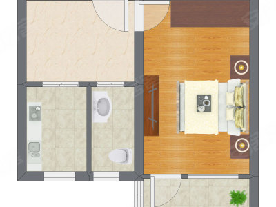 1室1厅 41.55平米户型图